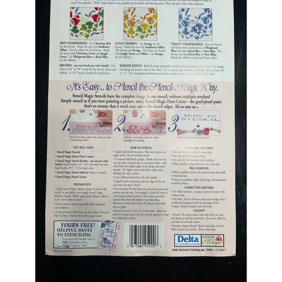 90s Vtg- Stencil Magic by Delta -Strawberry Ribbon Border No. 95 200 0018 NWT - Picture 4 of 5